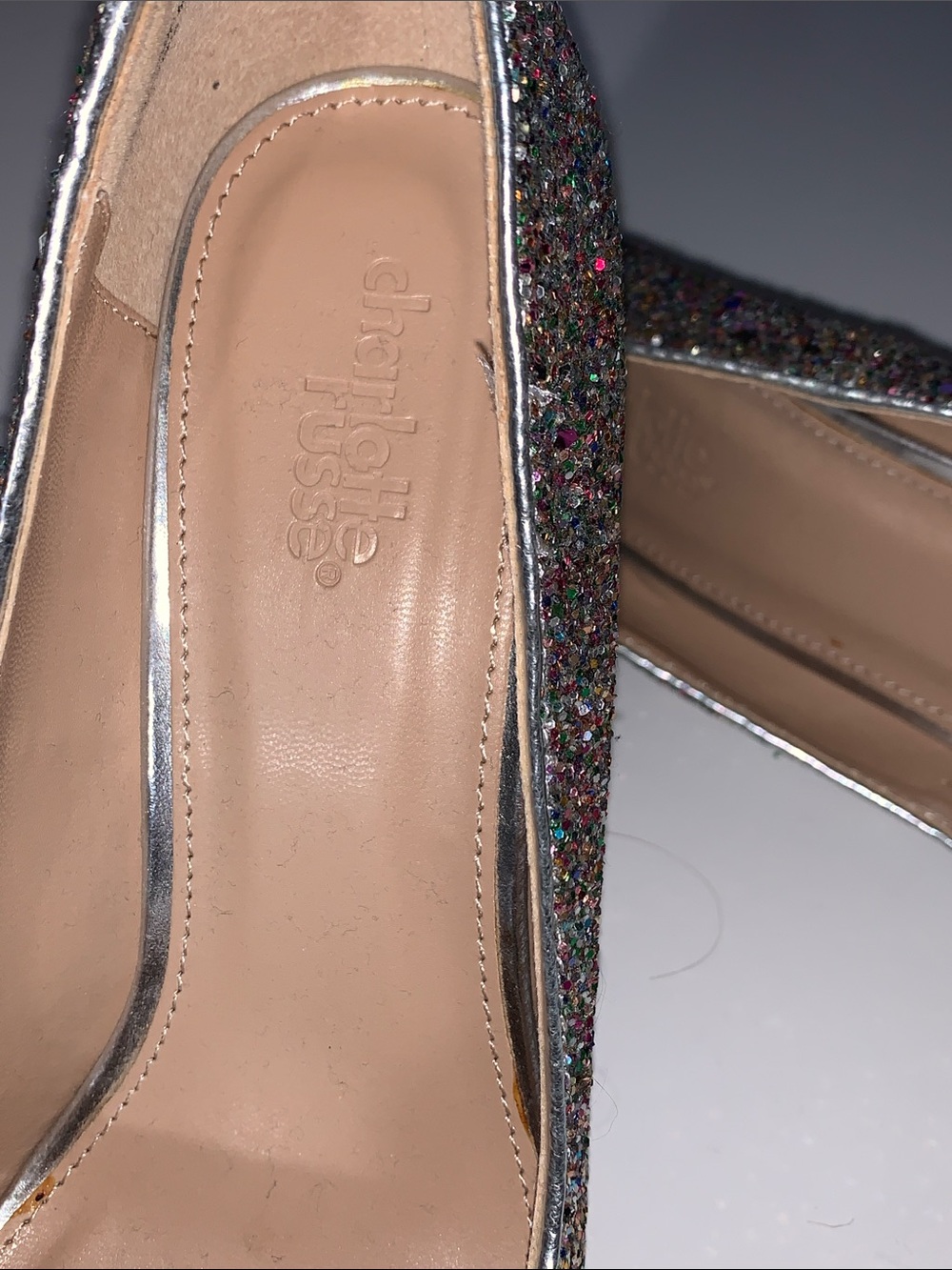Charlotte Russe Silver Multicolor Glitter Pointed Toe Pumps - Picture 4 of 4